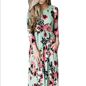 Mint Floral Dress